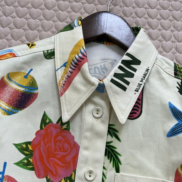 NWOT ALEMAIS x Alan Berry Rhys Samaki Cropped Organic Cotton Shirt Women's Sz 6 - Picture 7 of 15